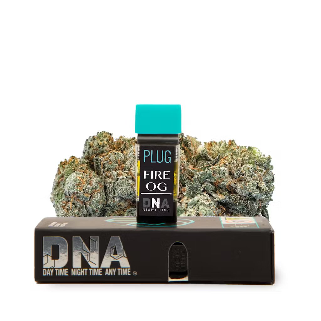 PlugPlay Fire OG. A few puffs of this PLUG™ cannabis extraction delivers a pine and citrus flavor profile and calming effects.