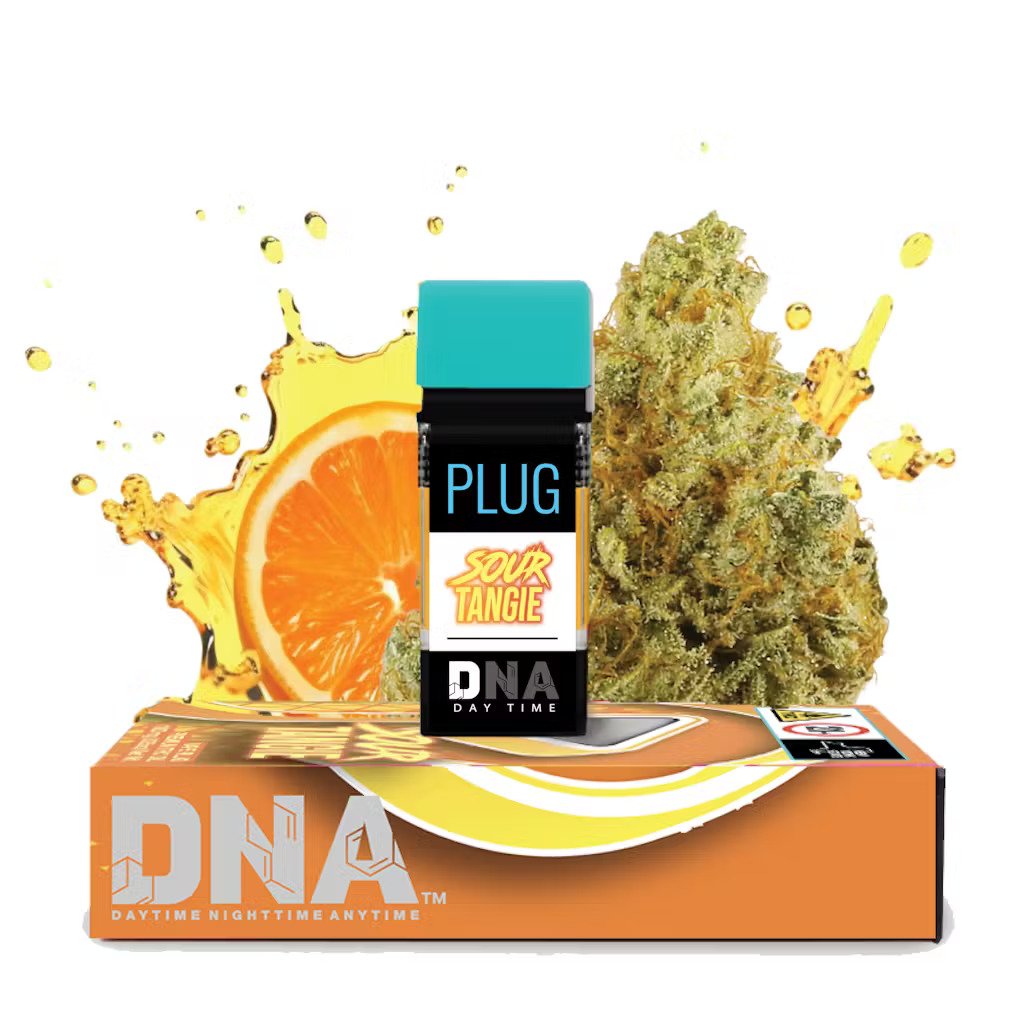 PLUGPLAY Sour Tangie. A beloved sativa-dominant hybrid renowned for its tangy citrus flavors and energizing effects.