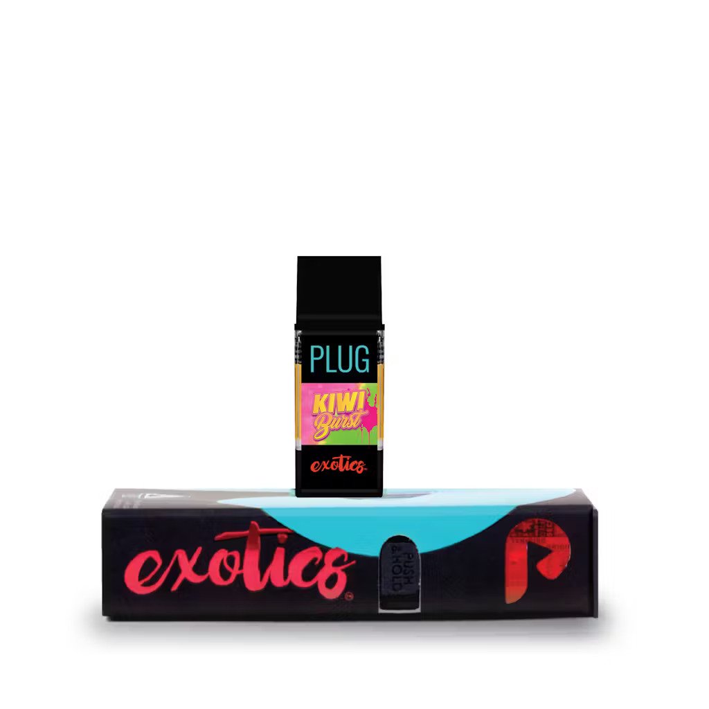 PlugPlay Exotics Kiwi Burst. This sativa-dominant hybrid captivates with its tantalizing blend of ripe aromas and euphoric sensations.